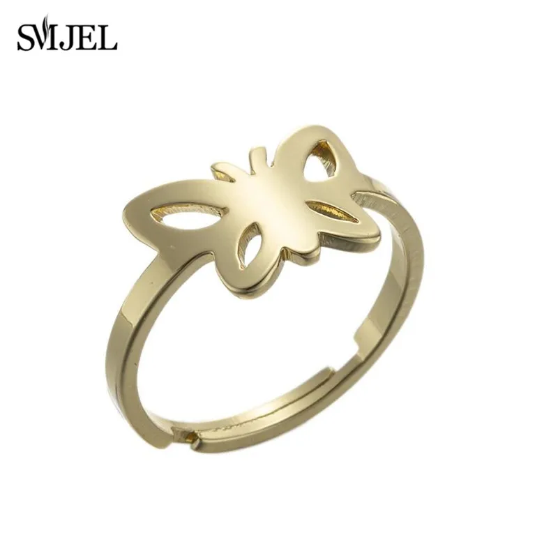Lovely Butterfly Couple Adjustable Opening Ring Set for Women Men