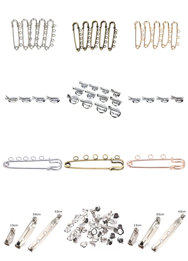 Hot Sale DIY Pins And Brooches For Jewelry Making 10pcs 5 Holes Silver Golden Brooches Base Findings Fit Baby DIY Gifts