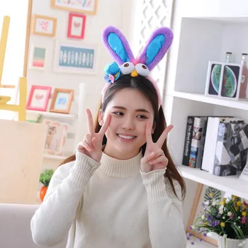 

Rabbit Ears Hairband for Kids Adult Easter Halloween Fuzzy Sequins Plush Hair Clasp Party Cosplay Bunny Girl Props With Gig Eyes