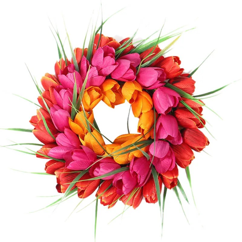 

Simulation Tulip Wreath Home Decoration Door Decoration Hanging Wall Hanging