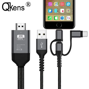 

3in1 HD Video Adapter HDMI Cable Display Link For iPhone X XS MAX XR Huawei P30 Samsung S9 S10+ iOS Type C Android Phone to TV