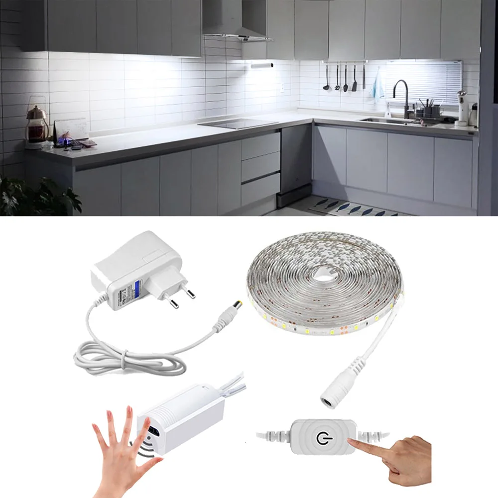 

Sensor Light 12V EU US Night Light Hand Sweep / Touch Switch Night Lamp For Closet Cabinet Lighting With 2A Power Supply