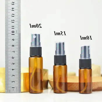 

20pcs/lot 5ml 10ml 15ml 20ml Amber Glass Vials Clear Sample Perfume Spray Bottle Thin Glass Tube Travel Vials Mist Sprayer