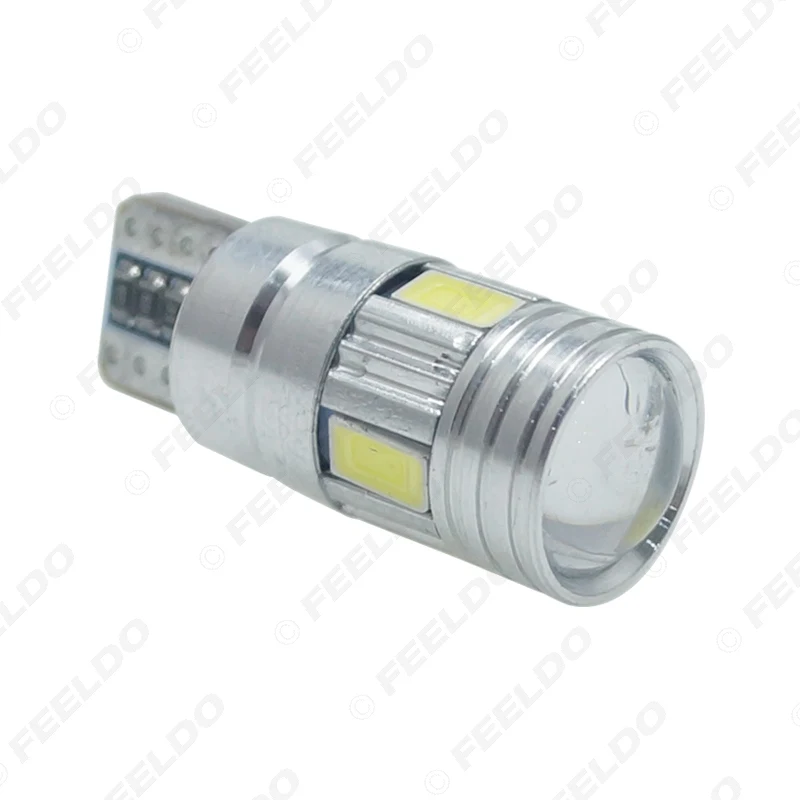 50 шт. белый 5630 6SMD 6 светодиодный T10 клиновидный объектив светодиодный свет лампы с CANbus гальванической постоянного тока DC12V~ 14,5 V 6000~ 6500K