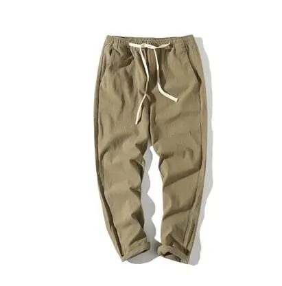Military Green RUIHUO льняные брюки по щиколотку мужская Японская уличная одежда Спортивные штаны мужские брюки мужские тренировочные хип-хоп 5XL осень - Цвет: Military Green