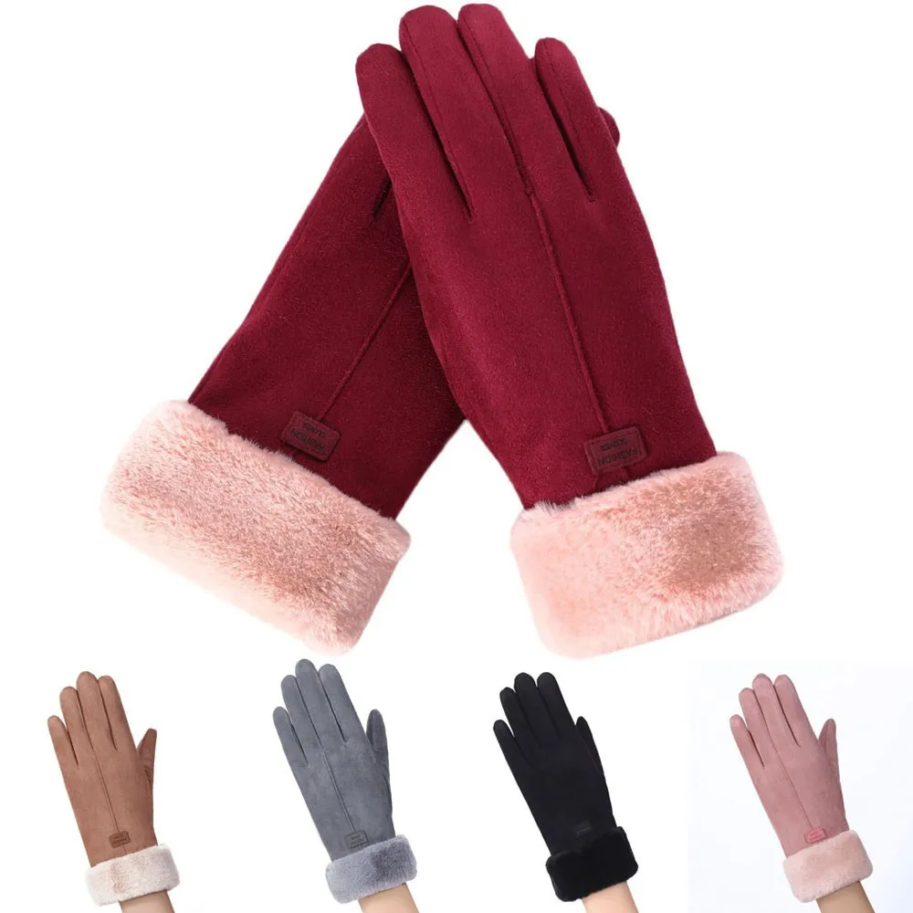 Классические женские модные зимние перчатки Luvas De Inverno для активного отдыха, спортивная теплая варежки Eldiven Solid Pink Guantes Femme