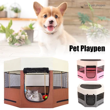 

Fence Dogs Cats Yard Oxford Cloth Zippered Portable Foldable Travel Pet Playpen
