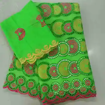 

5+2Y Design Green Flower Embroidery African Cotton Lace Fabric Swiss Voile Lace Cloth For Dress Set NCV57