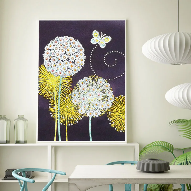RUBOS DIY 5D Diamond Painting Mosaic Dandelion Plant Butterfly Diamond Embroidery Big Stone Bead Picture Rhinestone Sale Sticker (3)