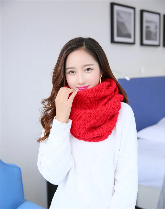 Модный женский вязанный шарф из пашмины зимний сохраняющий тепло кашемировый мягкий шарф платок вязаная одежда корейский стиль кольца шарфы - Цвет: 01