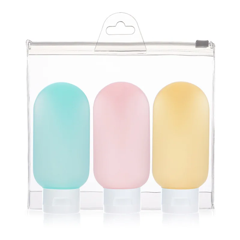 3 шт 60 мл Пустые Силиконовые портативные многоразовые бутылки для лосьона и шампуня косметические контейнеры - Цвет: 1 set
