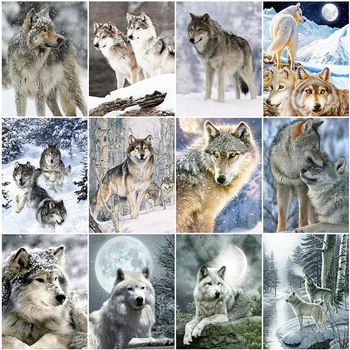 

Evershine Full Square Diamond Painting Wolf Diamond Embroidery Animals Winter Mosaic Sale Picture Of Rhinestones Home Decoration