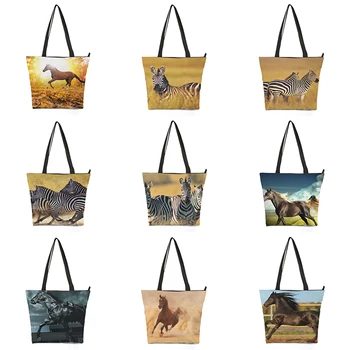 

Wholesale Zebra print women shoulder bag Trapeze bag Handbag Casual Tote shopping bag Ladies underarm bag 44.5cm*35cm