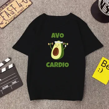

Athlete Avocado Weightlifting Female T-shirt Camiseta Mujer Women Tee Slogans Harajuku Kawaii Cartoon Vegan Korean Friends Tops