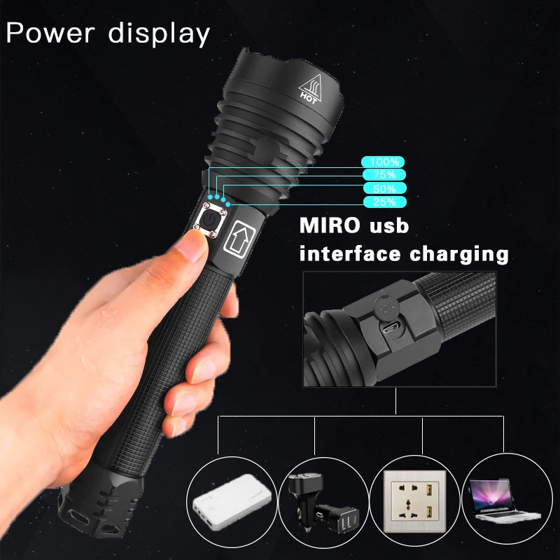 Skup Najbardziej potężny XHP90 latarka LED 90000LM taktyczne wodoodporna latarka 3 tryby Zoomable polowanie camping u nas państwo lampy o 18650 lub 26650