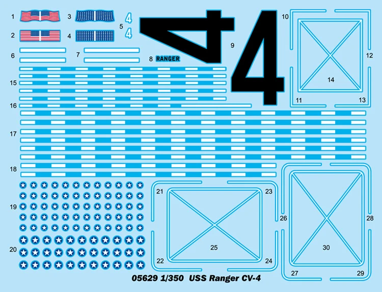 트럼펫 05629 1/350 스케일 USS 레인저 CV4 CV-4 1942 항공 모함 군사 조립 플라스틱 장난감 모델 구축 키트