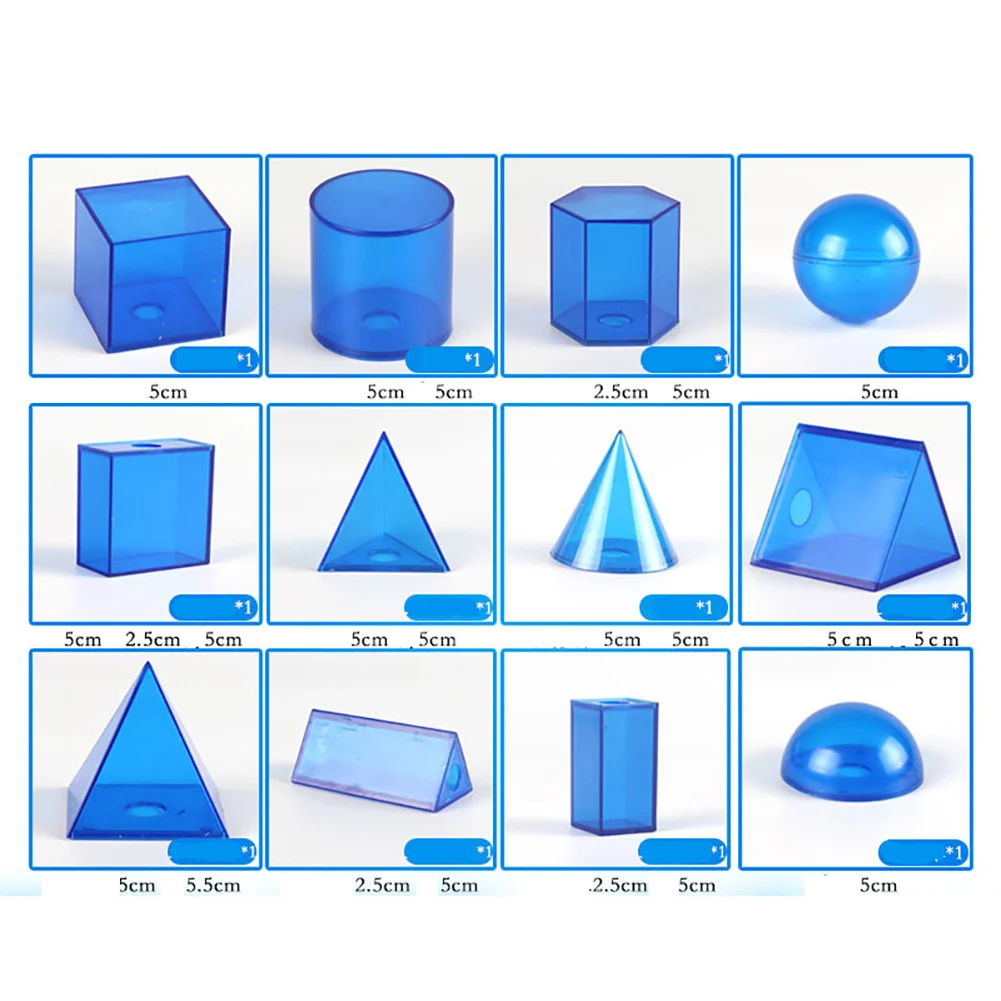 12Pcs/Set Transparent 3D Geometric Solids Model Detachable Teaching Aids Toy New
