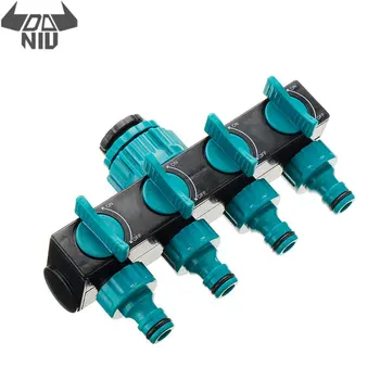 

DANIU Universal 4 Way Hose Splitter Tap Manifold for Garden Faucet Shut Off Connector Water Pipe Divider Hose Quick Adapter