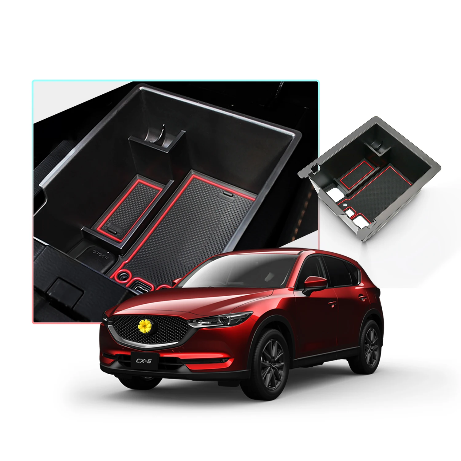 LFOTPP Автомобильная Центральная коробка для хранения для Mazda CX-5 2th KF Нескользящий Резиновый подлокотник коробка управления коробка для хранения Авто аксессуары для интерьера
