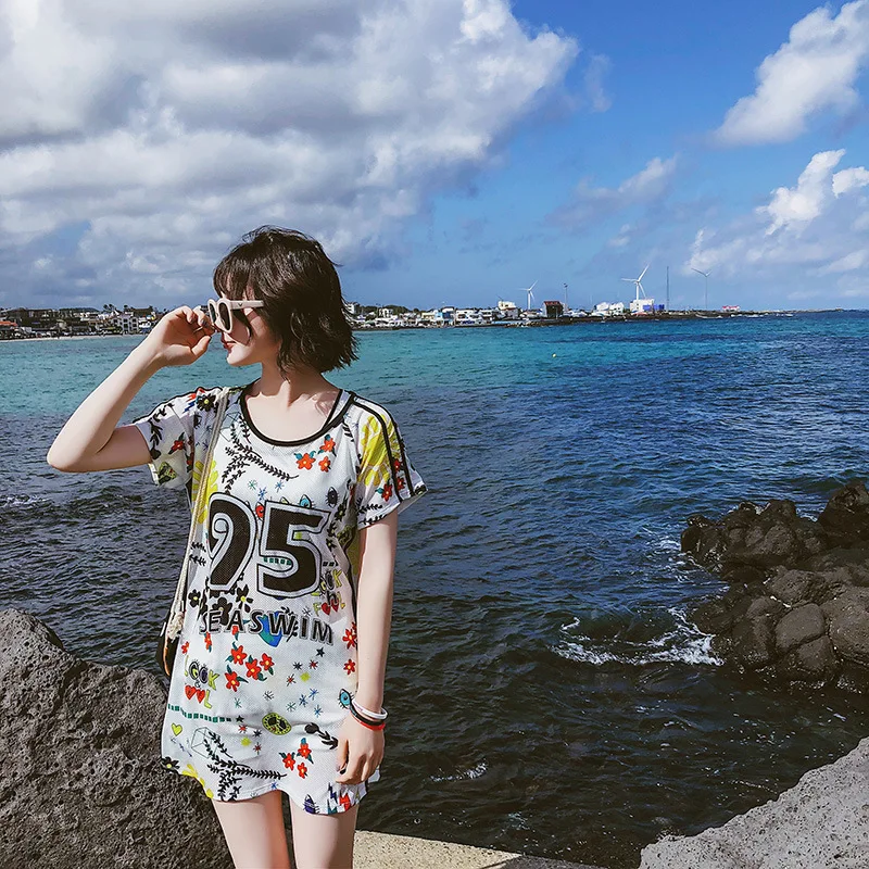 

Bathing Suit Women's Bikini Split Type Graceful Beach Cover-up Skirt Boxer Small Bust Gathering Hot Springs Sports Swimwear