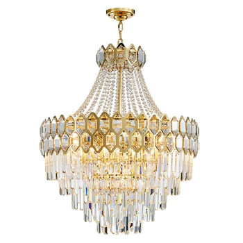 

Modern Crystal Chandelier Living Dining Lighting Luxury villa Round Gold Crystal Lamps New Design Led Home Lighting
