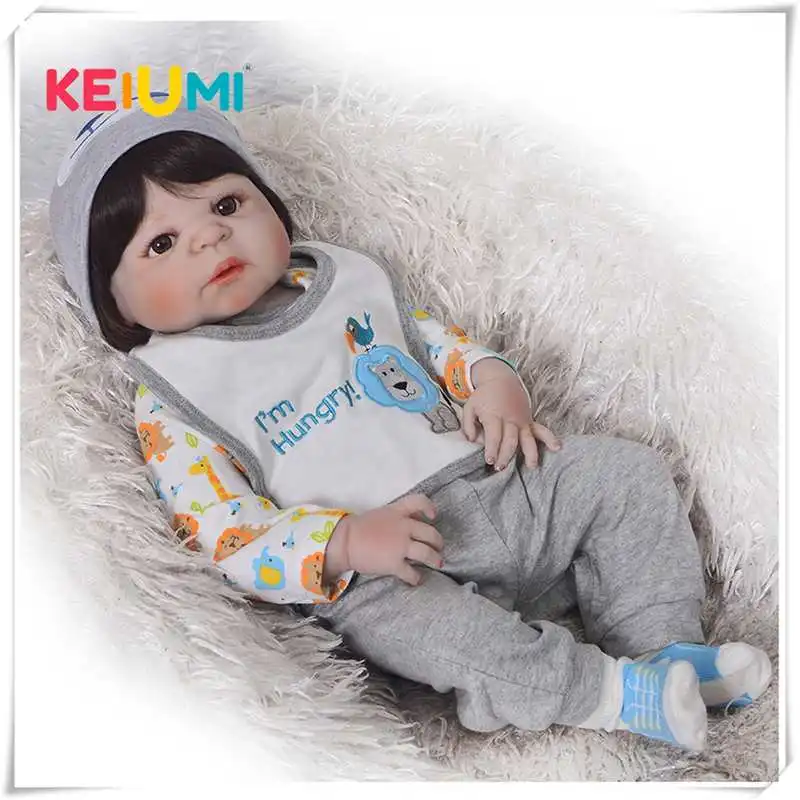 

KEIUMI Realistic Boy Bonecas Reborn Babies Dolls Fashion Full Silicone Vinyl Baby Doll 23 inch Wear Clothes Birthday Gift