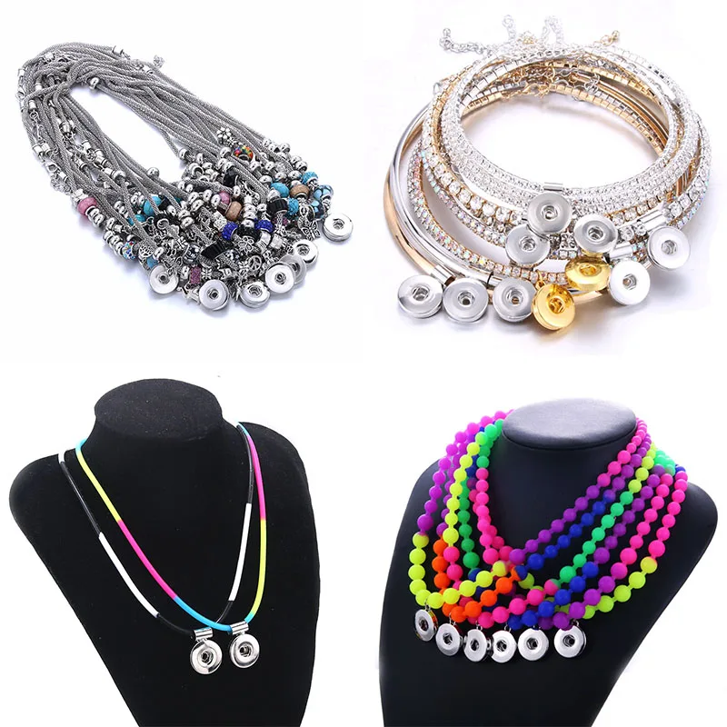 

New Snap Button Jewelry Necklaces Rhinestone Crystal Flower Snap Necklace Fit DIY 20MM 18mm Snaps Buttons Pendant Necklace