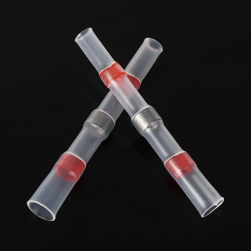 100pcs Red Heat Shrink Connector Solder Butt Terminals Electrical Wire Waterproof Sealing Anti-Corrosion Effect Crimp Kit
