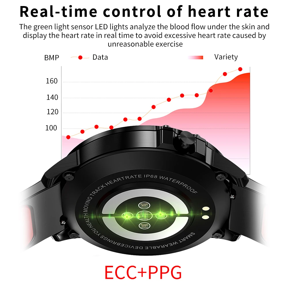 L8 Fitness Tracker ECG PPG Blood Pressure Heart Rate Smart Watch IP68 Waterproof Fitness Band Sports Bracelet Pedometer Watch