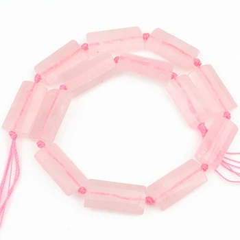 

14x28mm Natural Gem Pink Quartz Crystal Beads Rectangle Loose Spacer Beads For Jewelry Making Diy Handmade Bracelet Pendant