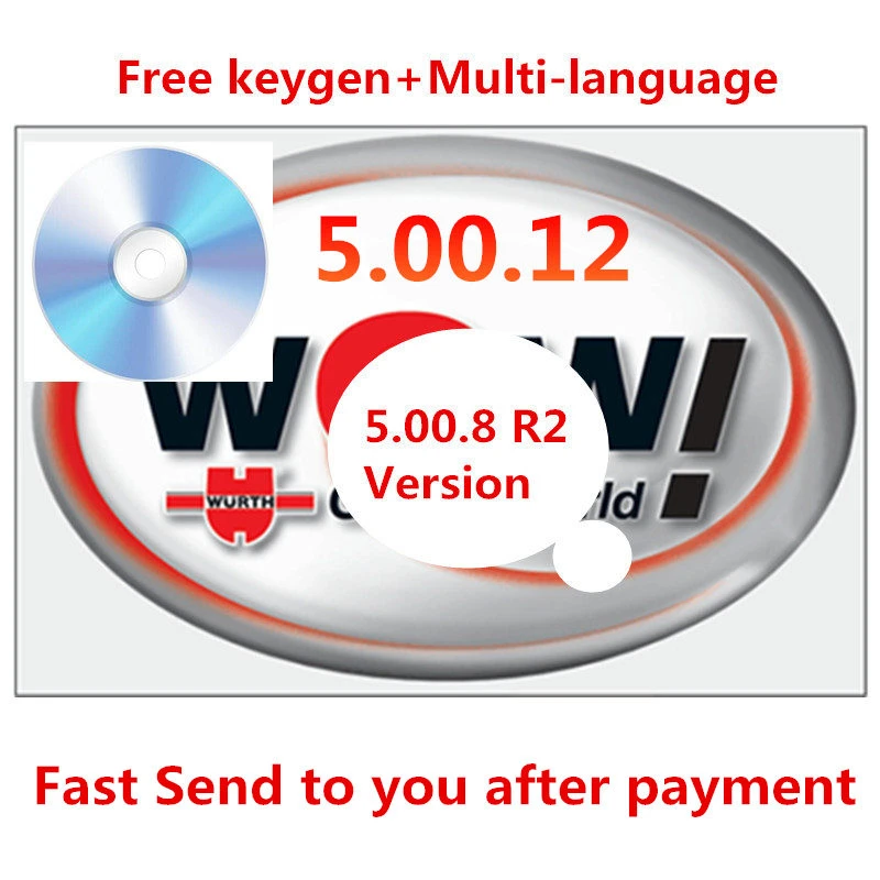 2021 Hot sale for WOW Wurth V5.00.12 V5.00.8 Multi-language With Free Keygen Send CD For Vd Tcs Pro Multidiag Car motorcycle temp gauge