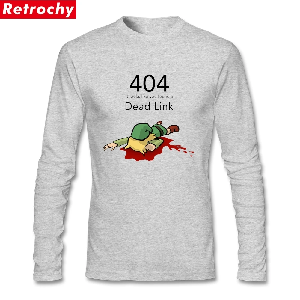 Error 404 Zelda Dead Link Футболка Мужская рок одежда для молодежи с длинным рукавом натуральный хлопок вырез лодочкой