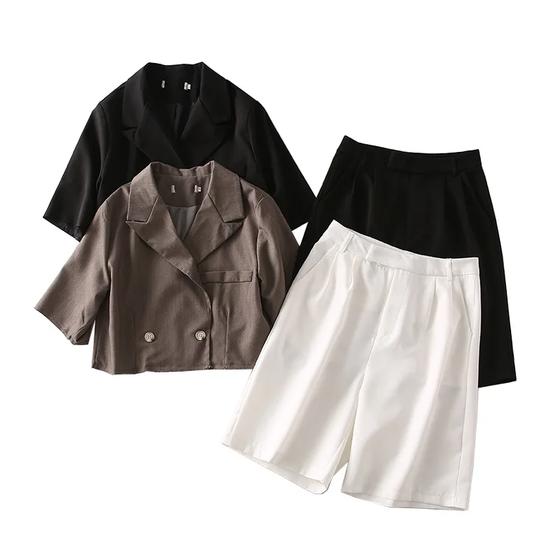 

A Generation of Short Fold-down Collar Suit Short Casual Pants Two-Piece Women's Entity