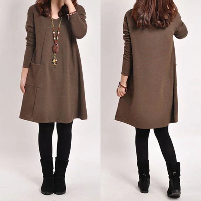 Kaftan, женский сарафан, пуловеры, ZANZEA,, Осенние, одноцветные, с капюшоном, платье с длинным рукавом, Vestido, женский халат, свитер большого размера, 8