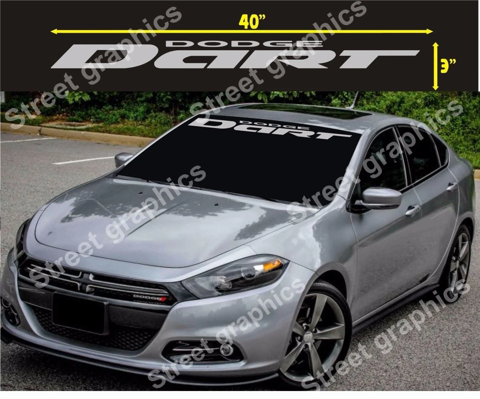 

For DODGE DART SILVER WINDSHIELD VINYL DECAL STICKER