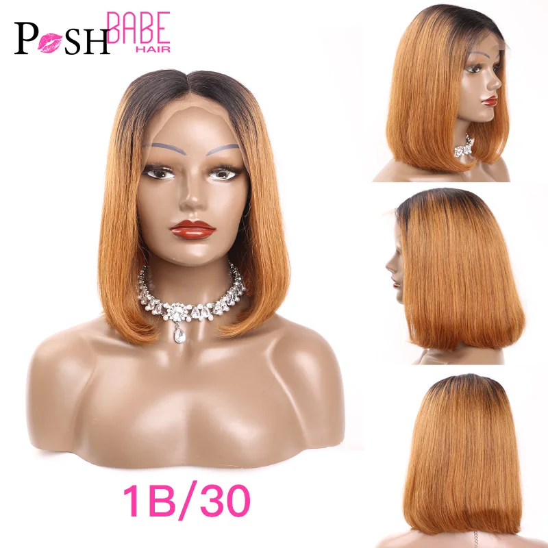 

1B/30 Ombre Color Bob Lace Front Wigs with Baby Hair 1B 99J 13*6 Lace Front Wig Peruvian Remy Straight 1B Purple Human Hair Wigs