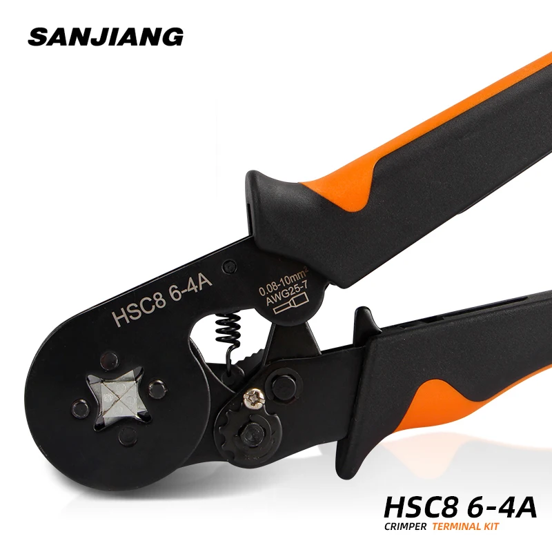 HSC8 6-4 0.08-10mm² tubular crimping plier 1640pcs terminal crimper tool kit mini electrical plier precision clamp Wire stripper