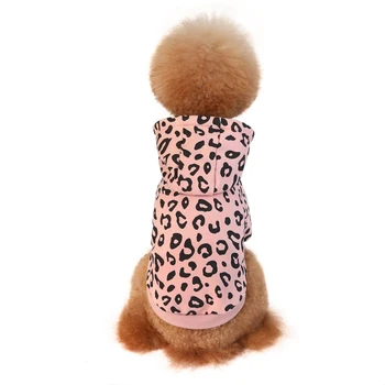 

Pet Cat Dog Autumn and Winter Leopard Print Hooded Sweater Thickened Warm Soft and Comfortable Easy to Wear and Take Off