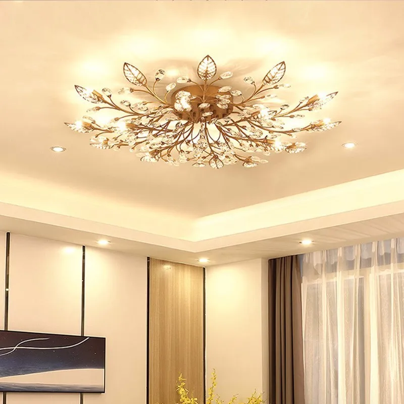 Modern LED Chandelier Fixtures For Living Room Crystal Lampshade Decor Home Lighting Black Gold Bedroom Lustre Ceiling Lamp