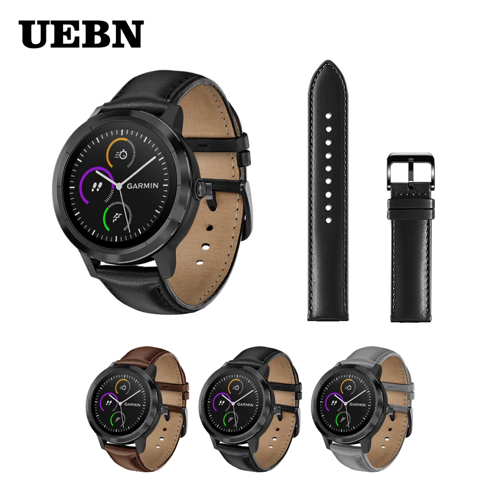 UEBN 20 мм сменный кожаный ремешок для Garmin Vivoactive 3 HR Venu/Garmin Move/Forerunner 245 645 музыкальный ремешок Ремешки для наручных часов