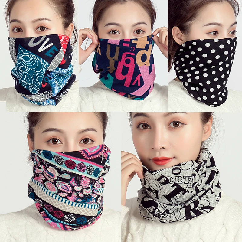 

Unisex Cotton Ring Neck Scarf Warm Face Cover 2020 Autumn Winter Soft Women Outdoor Snood Print Collar Bandana for Kids