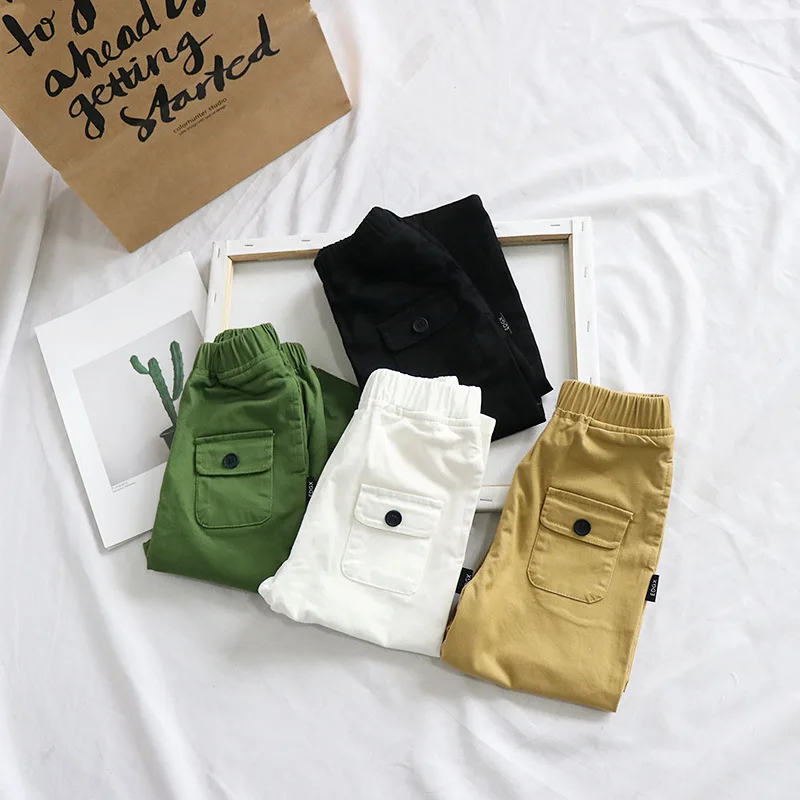 Spring Childrenswear Men And Women Children Casual Pants Children Korean-style Loose-Fit Shuttle Needle Washing Water Skinn