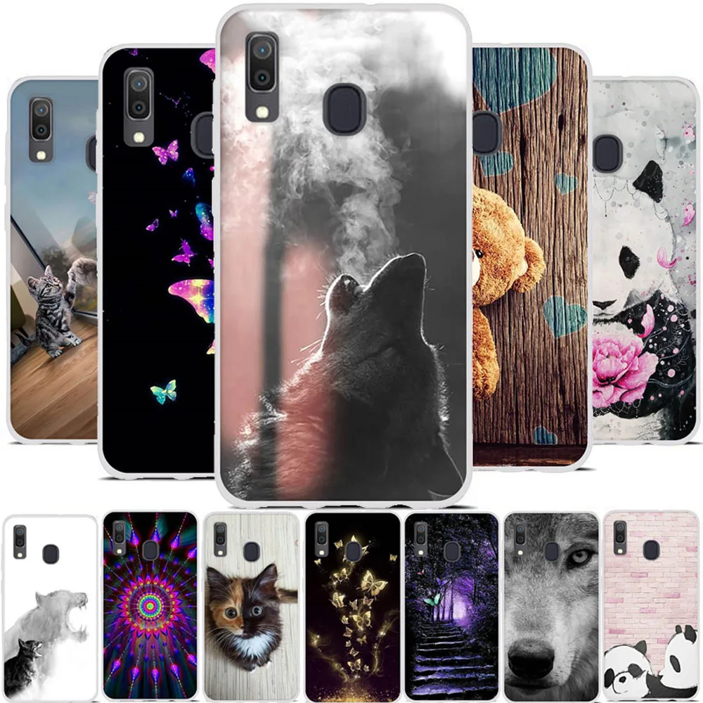 

For Samsung Galaxy A10 A20 A30 A40 A50 A70 Case Phone Silicone Back Protective Ultra Slim TPU Pattern Cartoon Cat Funda Case