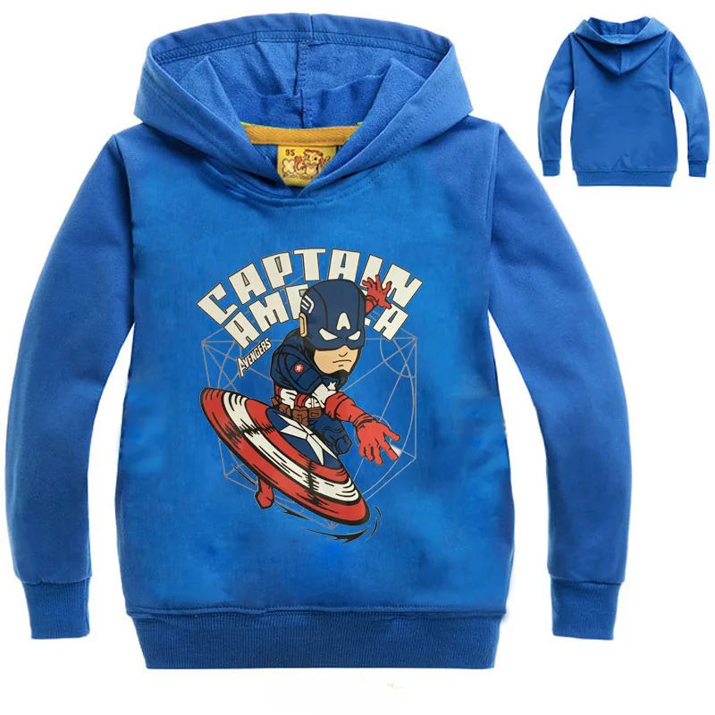 Куртка для мальчиков «мстители» тонкий свитер для мальчиков «Капитан Америка» хлопковый Повседневный Детский свитер детская одежда с капюшоном для детей от 3 до 14 лет