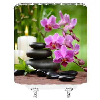 

Black Stone Bamboo Shower Curtain Waterproof Polyester Fabric Shower Curtain Bathroom Shower Curtain Hotel Toilet Partition