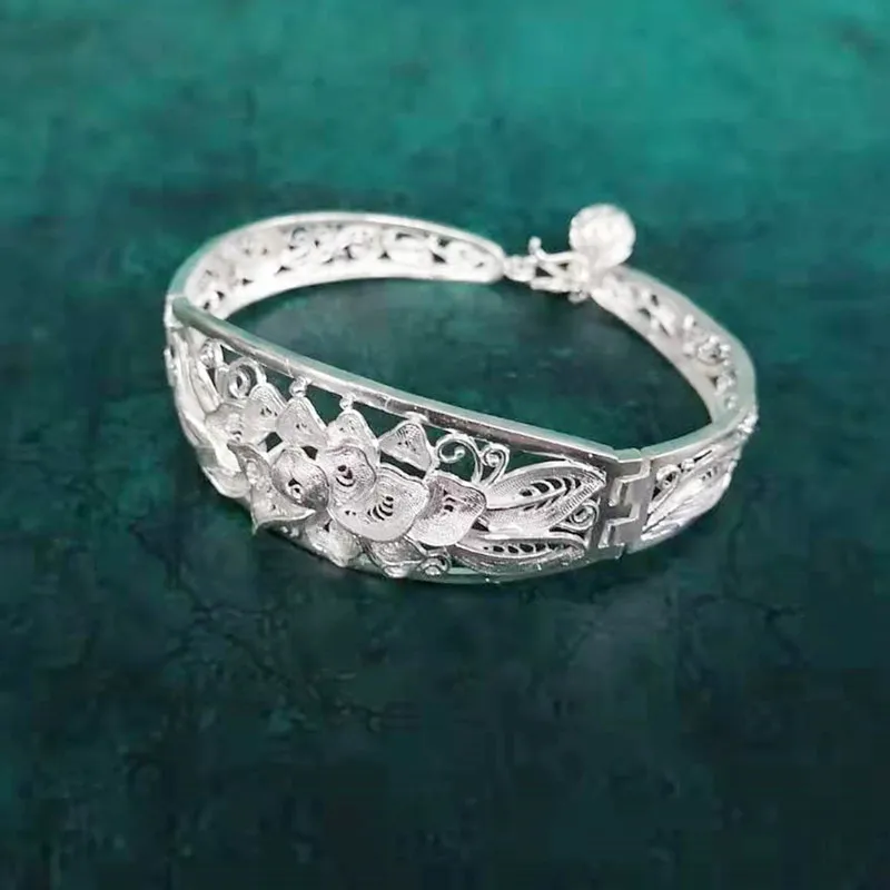 Женский Винтажный Браслет манжета Bastiee Lotus Flower браслет ручной работы из