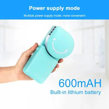 

Palm Air-Conditioning Fan Handheld Fan Electric Fan Smile Face 600mAH Portable Cartoon 180 Degree Rotation Outdoor Gift Travel