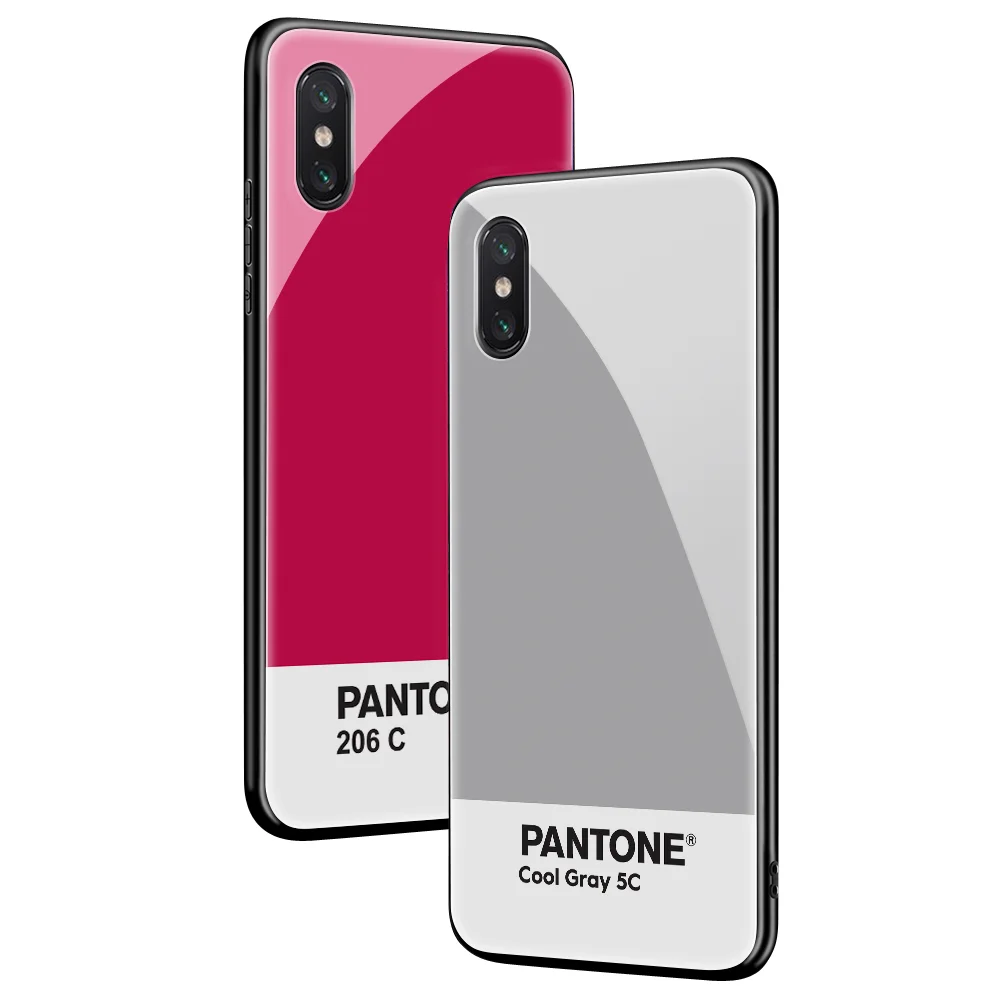 Чехол из закаленного стекла для iPhone 11 Pro 7 7Plus X 6S 6 Plus Pantone Phone Cover для iPhone XS MAX XR 8 pure color