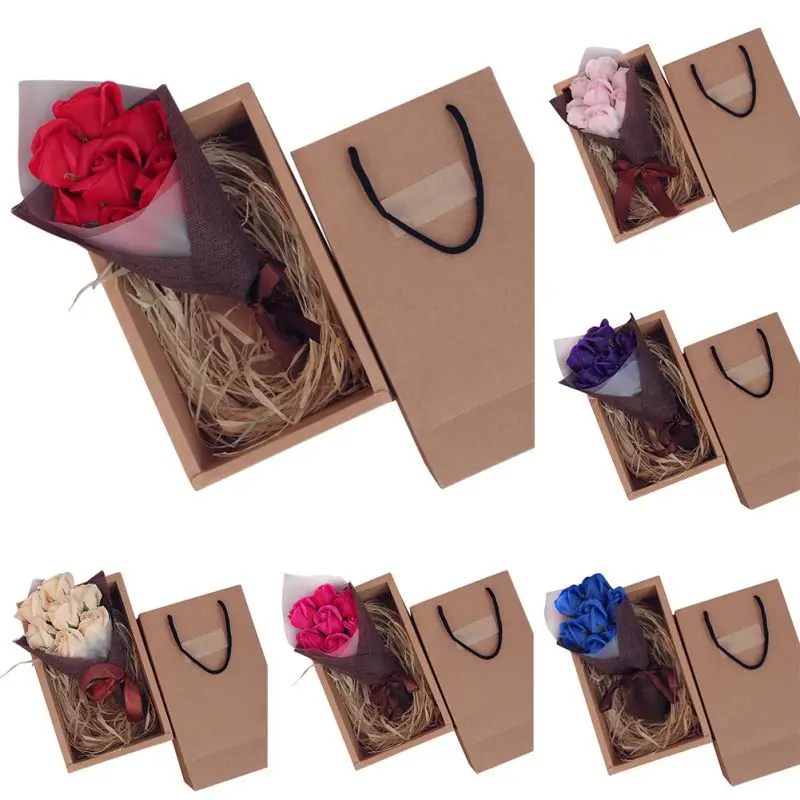 

7 Heads Creative Soap Rose Bouquet with Hardcover Box For Mother's day Valentine's Day Gift Birthday Party Decorations Gift