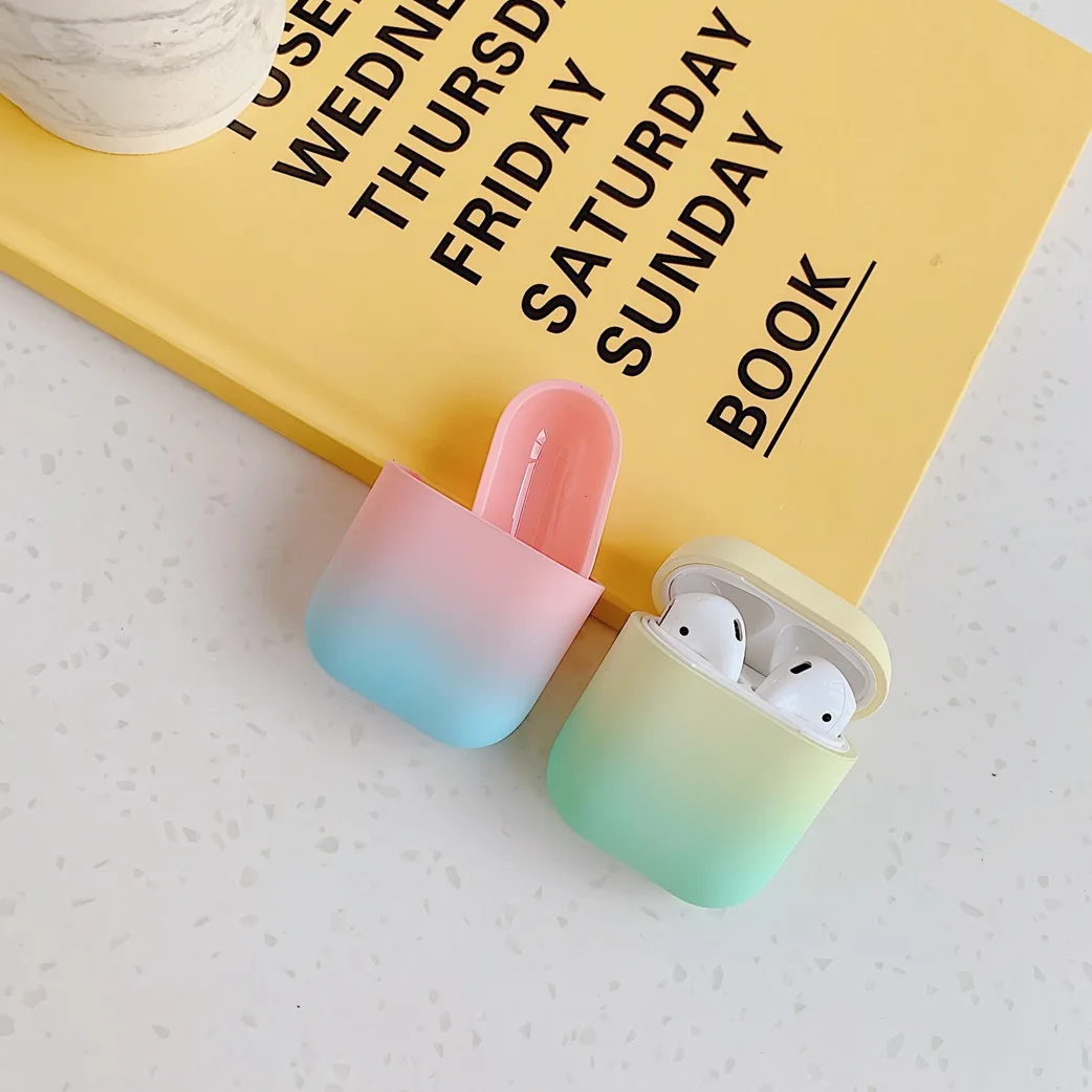 Для AirPods чехол градиентный Радужный цвет защитный жесткий чехол Bluetooth беспроводные наушники чехол для Air Pods 2 Чехол Fundas чехол